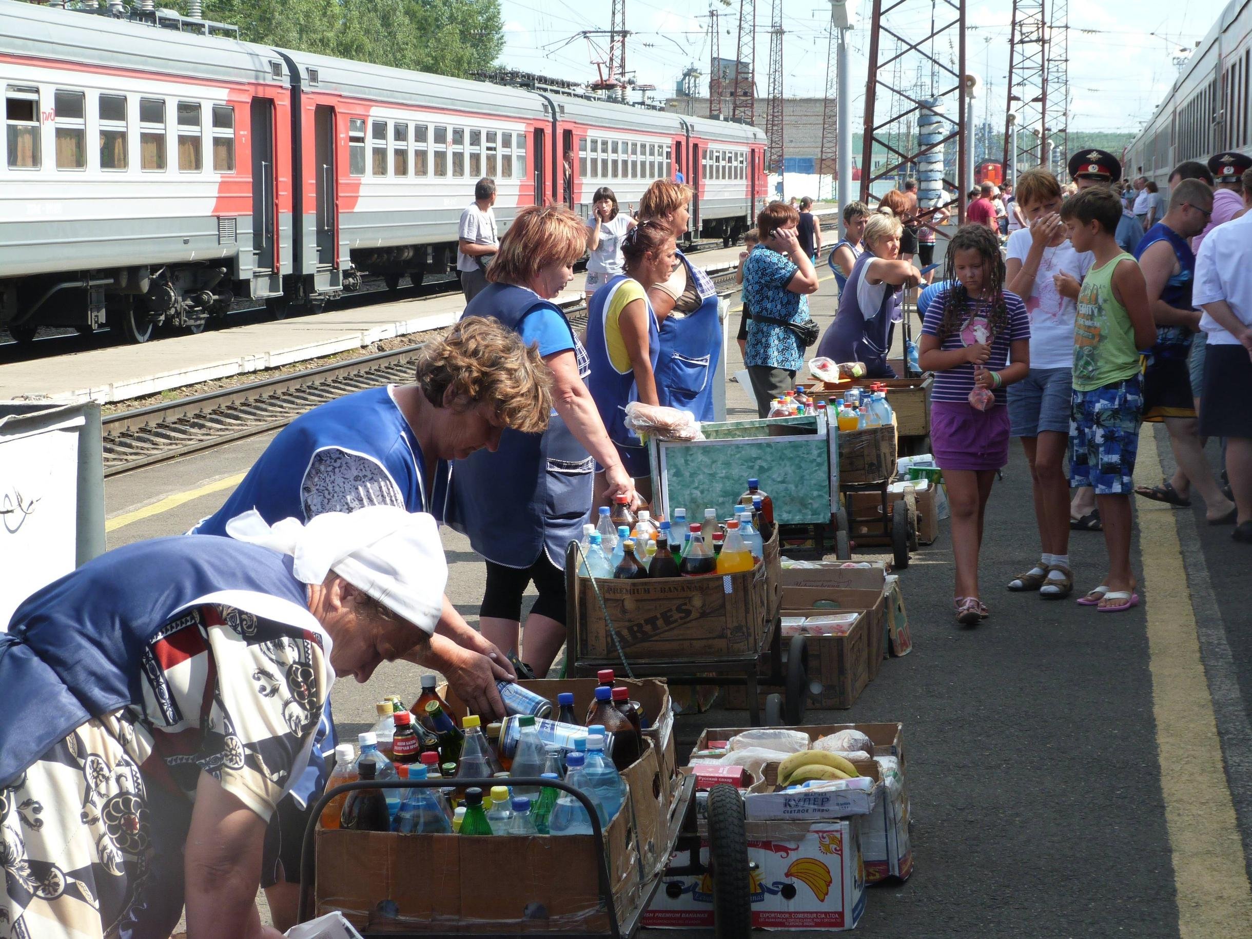 Lady selling food on Trans Siberian railroad